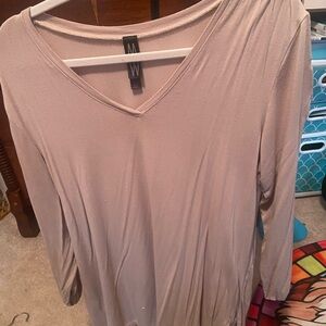 MarlaWynne Soft Taupe V-Neck Long Sleeve Top